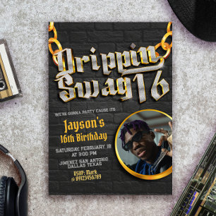 Convite Drippin Swag 16 com Foto