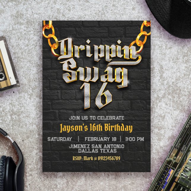 Convite Drippin Swag 16 - Hip Hop (Criador carregado)
