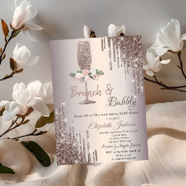 Convite Drips Brunch & Bubbly Rose Gold Chá de Noiva