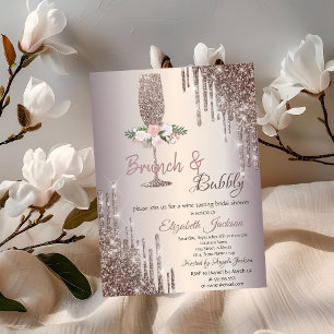 Convite Drips Brunch & Bubbly Rose Gold Chá de Noiva