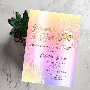Convite Drips Glass Brunch & Bubbly Ombre Chá de Noiva