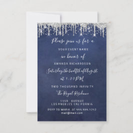 Convite Drips Silver Confetti Bridal Casamento 16º Marinho