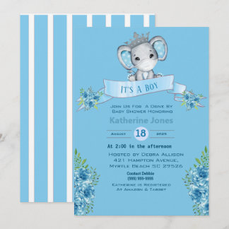 Convite Drive By Boys Baby Shower