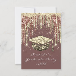 Convite Drives de formando Glitter Rosa de Confetti Dourad