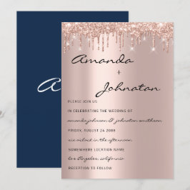 Convite Drives de Monograma de Marinho de Casamento