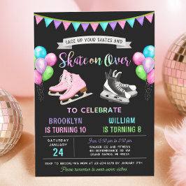 Convite Dual Ice Skating Birthday Invitation