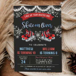 Convite Dual Ice Skating Birthday Invitation for Boys