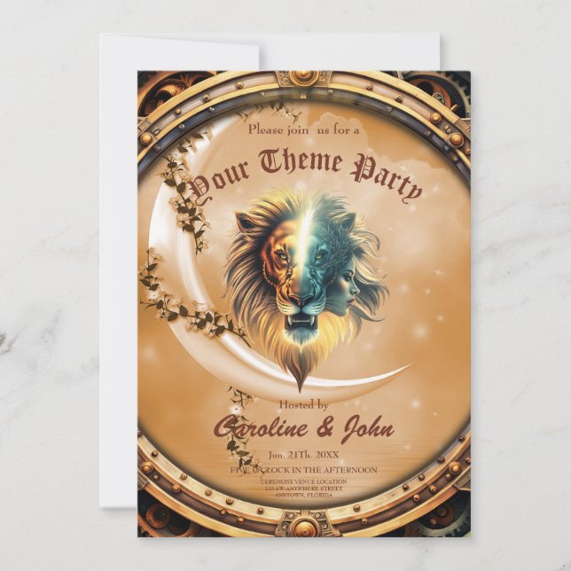 Convite Dualidade de Força, Leão e Mulher. (Frente)