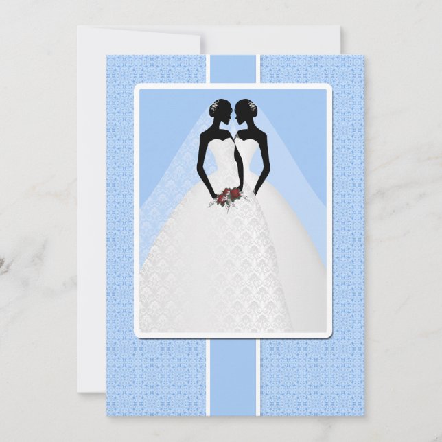 Convite Duas Brides No Casamento De Bridal Gown (Frente)