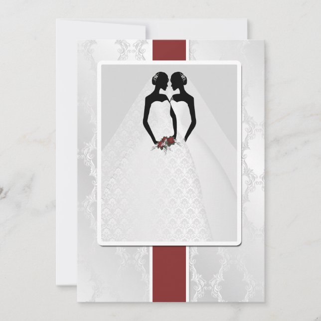 Convite Duas Brides No Casamento De Bridal Gown (Frente)