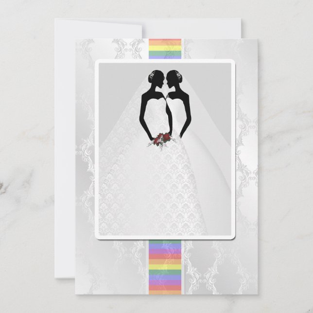 Convite Duas Brides No Casamento De Bridal Gown (Frente)