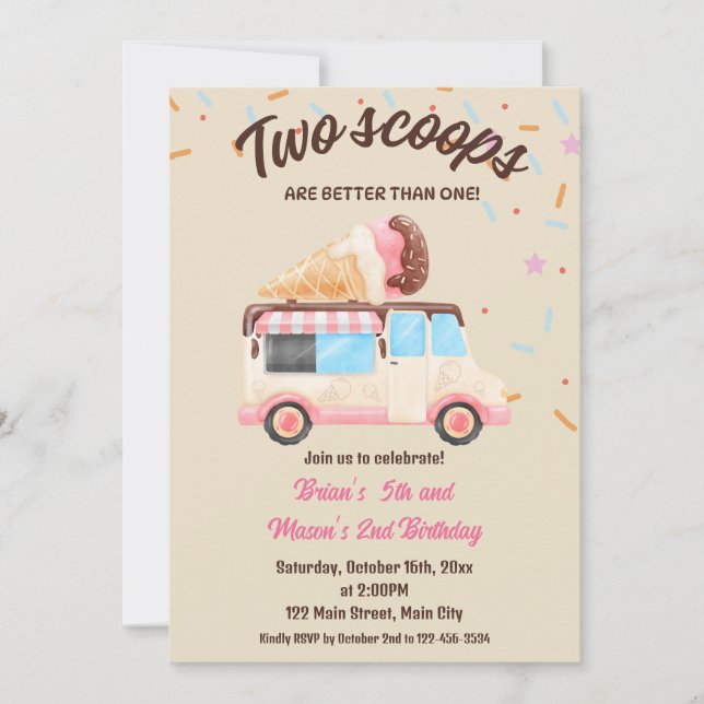 Convite Duas Colheres São Melhores Que Uma Festa de aniver (Frente)