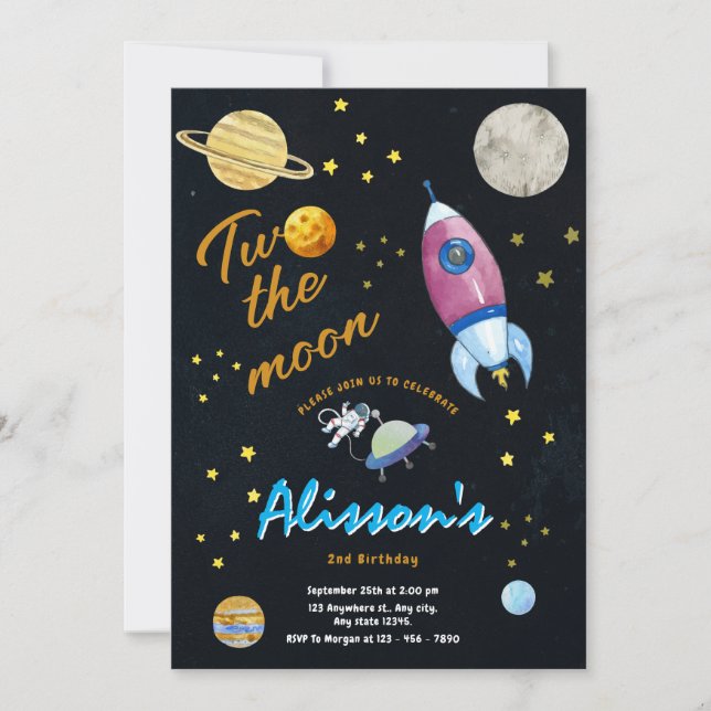 Convite Duas da Lua Aniversário da Aquarela Espacial Exter (Frente)