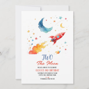 Convite Duas das Moon segundo aniversário Invitation Rocke