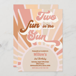 Convite Duas Diversão No Sol, segundo aniversário De Sol,