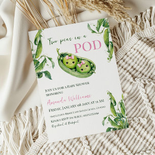 Convite Duas Ervilhas bonitas em um Chá de fraldas de gême