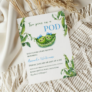 Convite Duas Ervilhas bonitas em um Chá de fraldas de gême