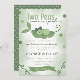 Convite Duas ervilhas em um Chá de fraldas gêmeo do Pod