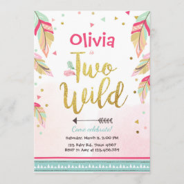 Convite Duas fêmeas segundos aniversários selvagens boho
