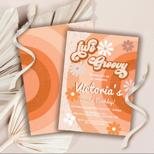 Convite Duas Festa de aniversário de Hippie de Groovy