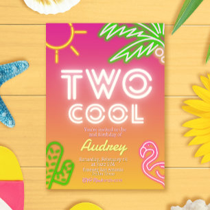 Convite Duas Festa de Pool Tropical Rosa Neon