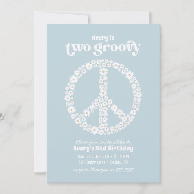 Convite Duas Festas de aniversário de margarida 70 Groovy (Frente)