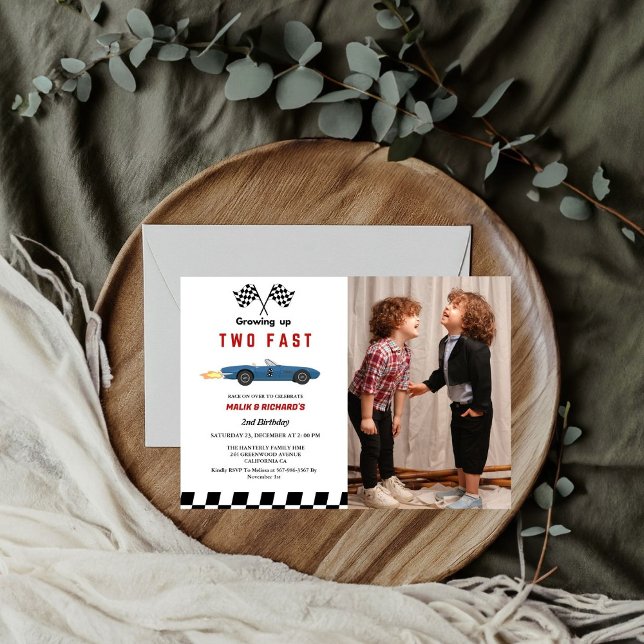 Convite Duas Festas de aniversário de segundo Race Race Rá (Criador carregado)