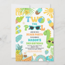 Convite Duas Festas De Piscina De segundo aniversário De V