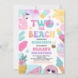 Convite Duas Festas de Praia do segundo aniversário de Ver