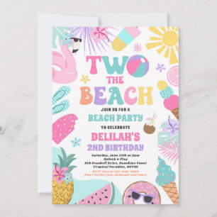 Convite Duas Festas de Praia do segundo aniversário de Ver