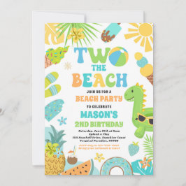 Convite Duas Festas de Praia do segundo aniversário de Ver