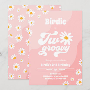 Convite Duas Festas de segundo aniversário Boho Retro Dai