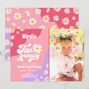 Convite Duas Festas de segundo aniversário Boho Retro Dai