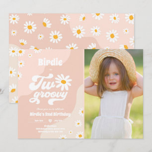 Convite Duas Festas de segundo aniversário Boho Retro Dai