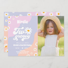 Convite Duas Festas de segundo aniversário Boho Retro Dais