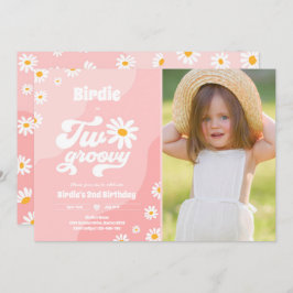 Convite Duas Festas de segundo aniversário Boho Retro Dais