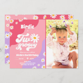 Convite Duas Festas de segundo aniversário Boho Retro Dais