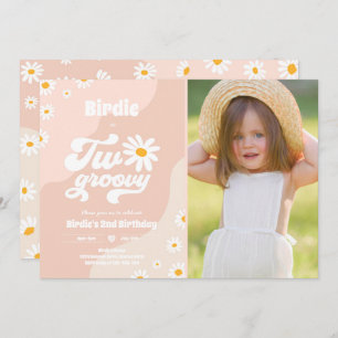 Convite Duas Festas de segundo aniversário Boho Retro Dais