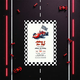 Convite Duas Festas de segundo aniversário de Carro Rápido