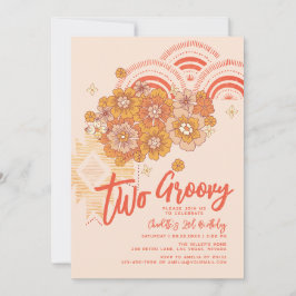 Convite Duas Festas de segundo aniversário de Groovy Boho