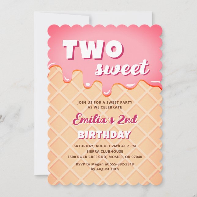 Convite Duas Festas de segundo aniversário de Summer Girl  (Frente)