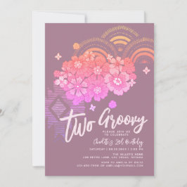Convite Duas Festas de segundo aniversário Floral de Boho
