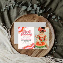 Convite Duas flores de margarida-margarida Retro segundo a