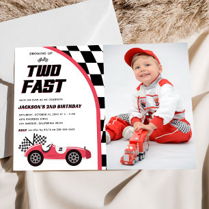 Convite Duas Fotografias de Festa de aniversário de Carro 