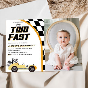 Convite Duas Fotografias de Festa de aniversário de Carro 