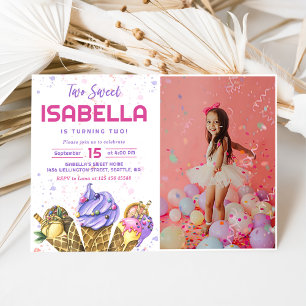 Convite Duas Fotografias de segundo aniversário de Sorvete