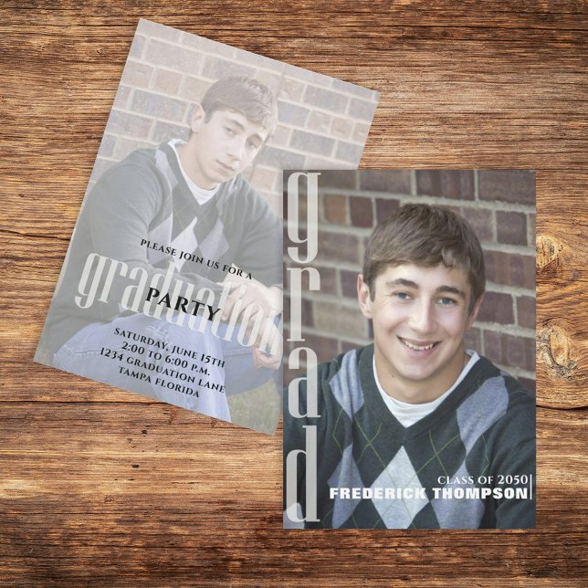 Convite Duas Fotografias Simples e Modernas do Formando Mi (Criador carregado)