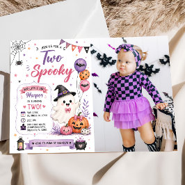 Convite Duas Fotos de Aniversário de Halloween Assustadora