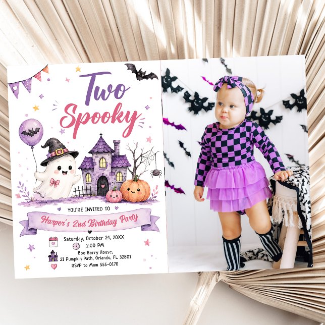 Convite Duas Fotos de Festas de Aniversário de Halloween A (Criador carregado)
