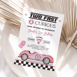 Convite Duas Garota Rosa Curiosa, Carro vintage, Aniversár